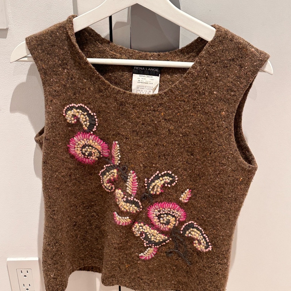 NWOT Rena Lange Cashmere Wool Sweater Vest Y2K